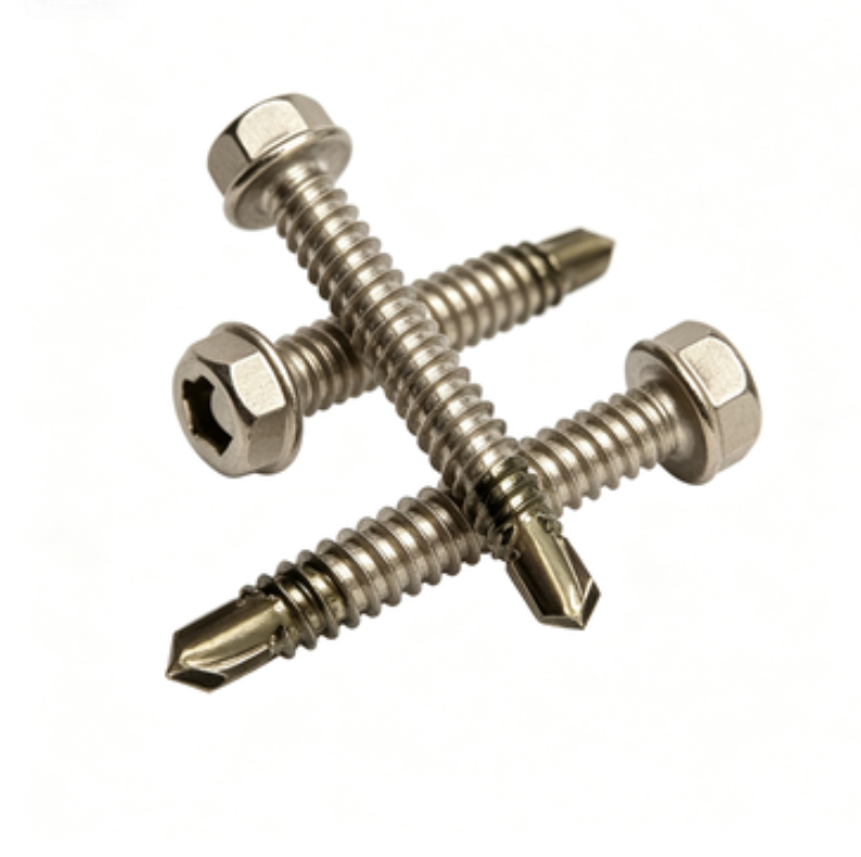 Austenitic Bi-Metal Self Drilling Screws, Hex Washer Head Point No.3, 304/A2 & 316/A4+420 Bi-Metal, Ruspert Coated