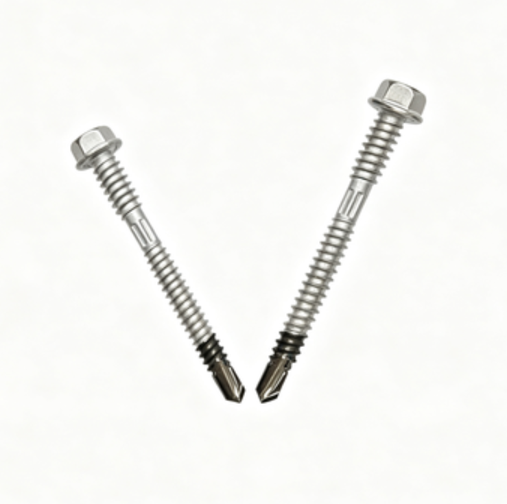Point No.3 Bi-Metal Self Drilling Screws, Austenitic Stainless Steel Hex Flange Head, for Metal to Metal & Metal to Purlin