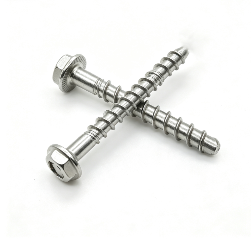 Stainless Steel Hex Flange Flat Point Screws Coarse Thread With Serration