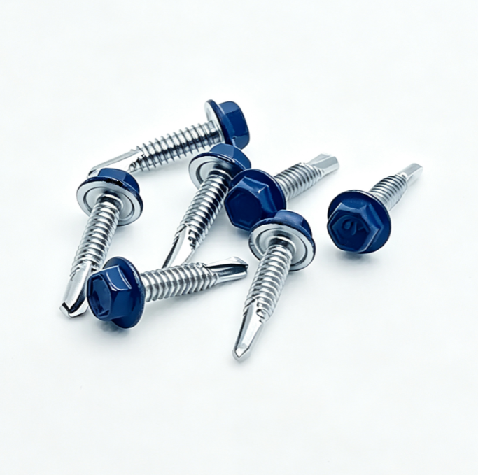 Stainless Steel Blue Painted Head Hex Flange Self-Drilling Screws