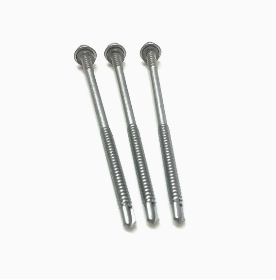 Double Thread Hex Washer Head Bi-Metal Self Drilling Screws, Stainless Steel
