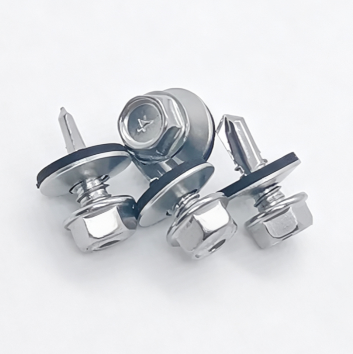 Stainless Steel Hex Flange Head Self-Drilling Screws With Integrated Metal Rubber Washer