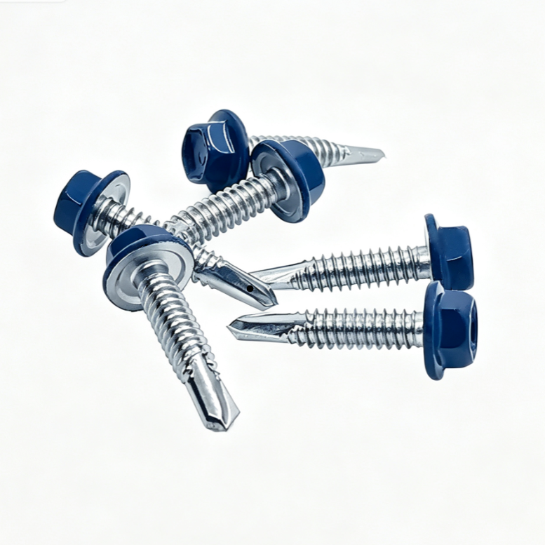 Stainless Steel Blue Painted Head Hex Flange Self-Drilling Screws