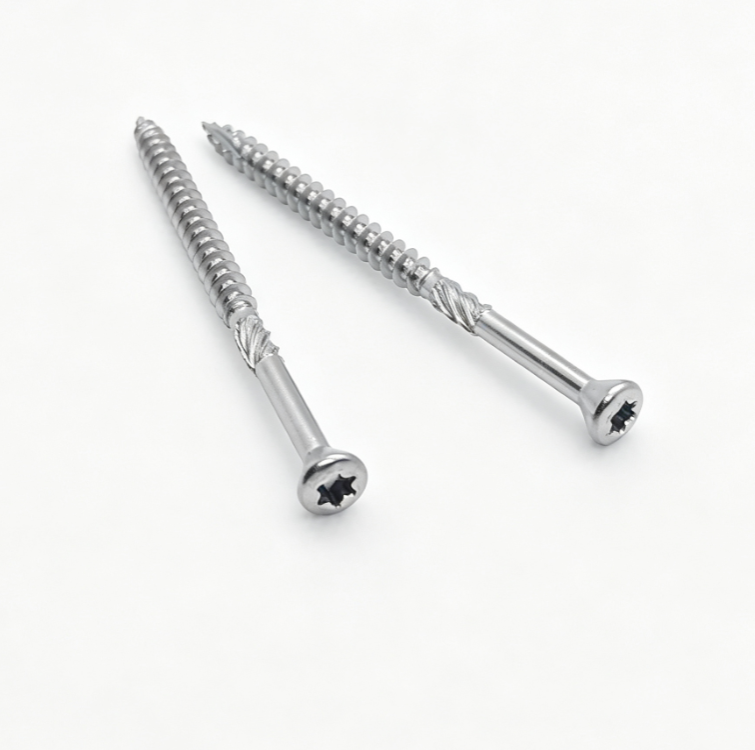 Stainless Steel Flat Head Torx Half Thread Cut Tail Screws With Under-Head Ribs & Twisted Tail