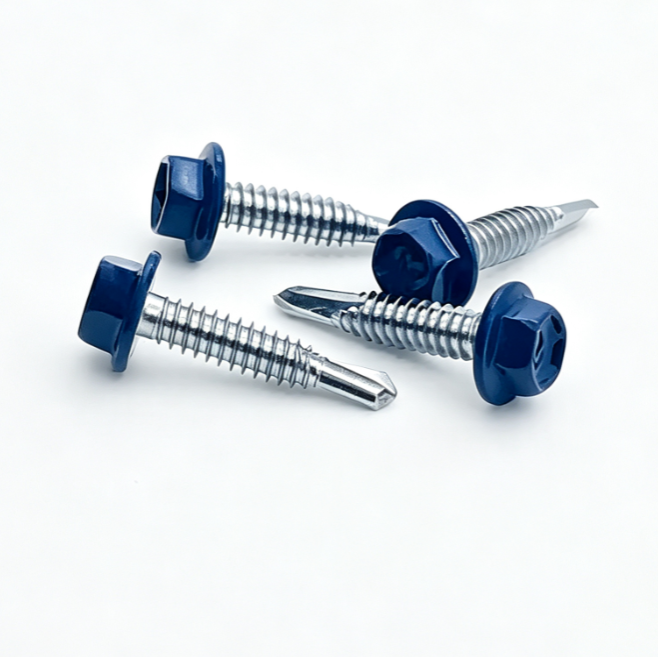 Stainless Steel Blue Painted Head Hex Flange Self-Drilling Screws