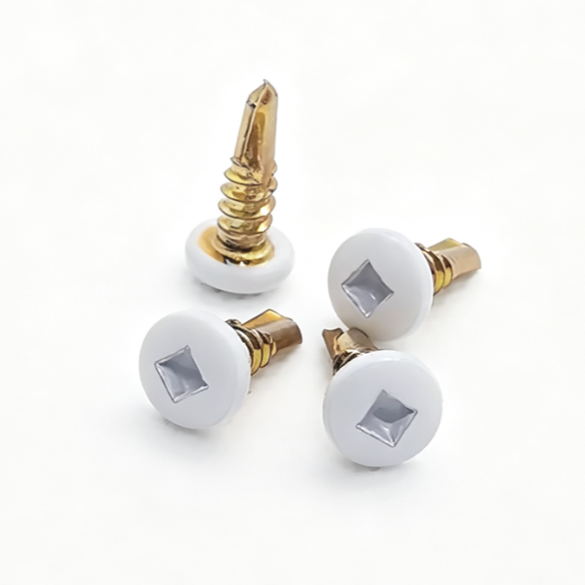 Decorative White Head Square Hole Self-Drilling Fasteners With Color Zinc Plating