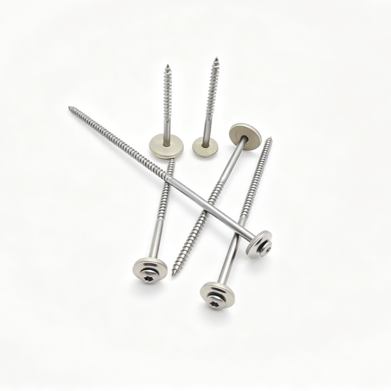 Stainless Steel Round Head Torx Sharp Point Screws Non-Full Thread With Stainless Steel Rubber Washer