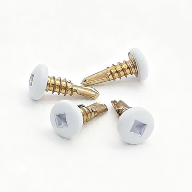 Decorative White Head Square Hole Self-Drilling Fasteners With Color Zinc Plating