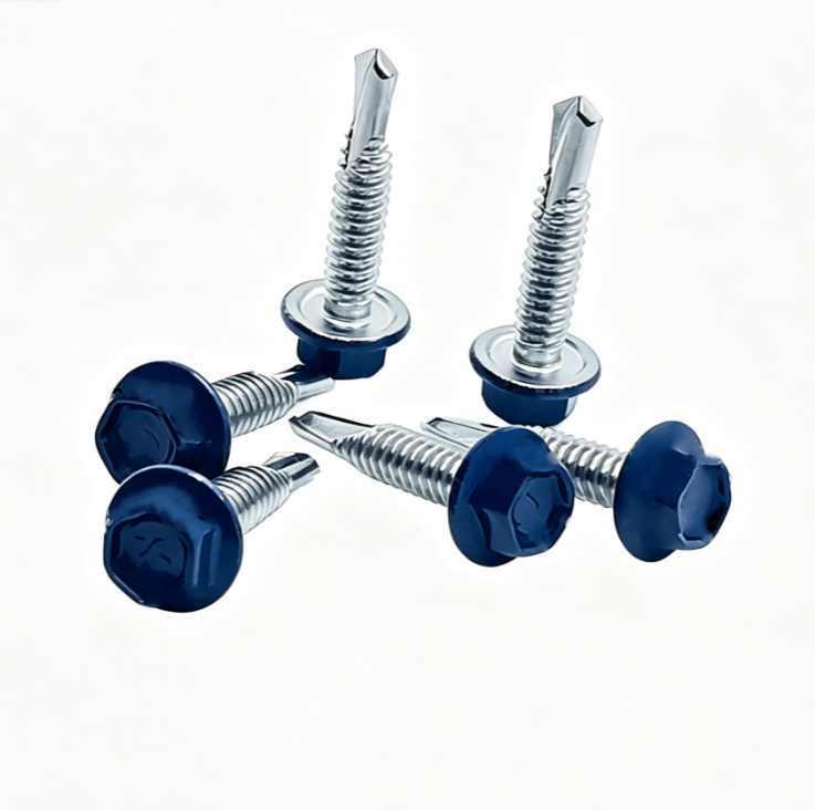 Stainless Steel Blue Painted Head Hex Flange Self-Drilling Screws
