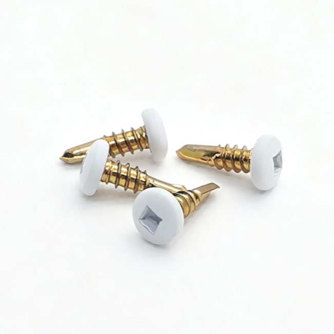Decorative White Head Square Hole Self-Drilling Fasteners With Color Zinc Plating