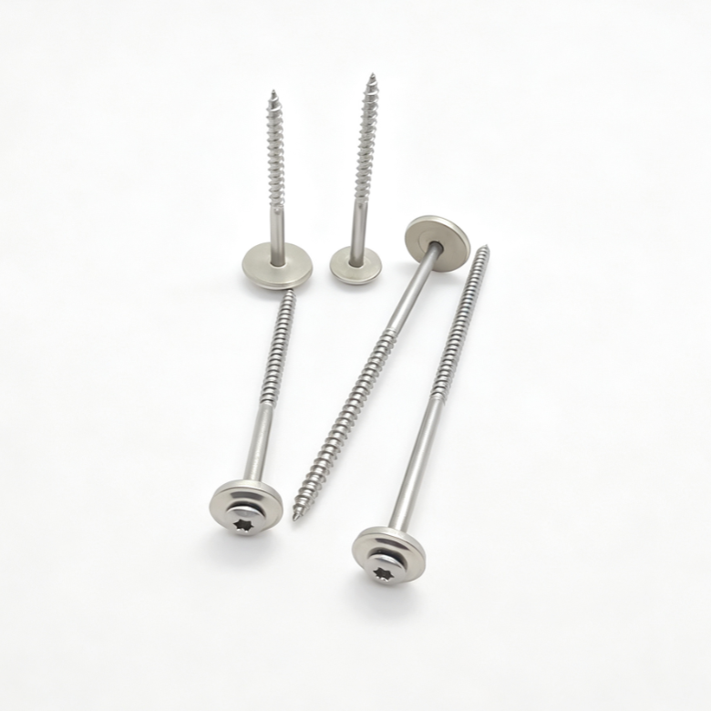 Stainless Steel Round Head Torx Sharp Point Screws Non-Full Thread With Stainless Steel Rubber Washer
