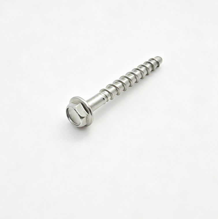 Stainless Steel Hex Flange Flat Point Screws Coarse Thread With Serration